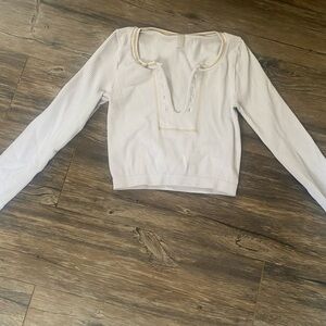 Striped Long Sleeve Henley Top